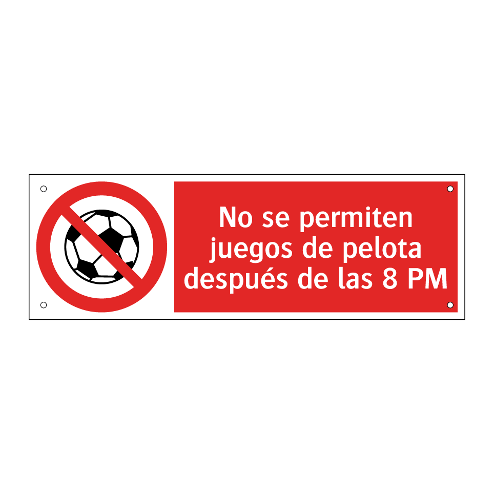 No se permiten juegos de pelota después de las 8 PM
