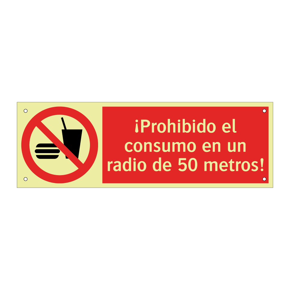 ¡Prohibido el consumo en un radio de 50 metros!