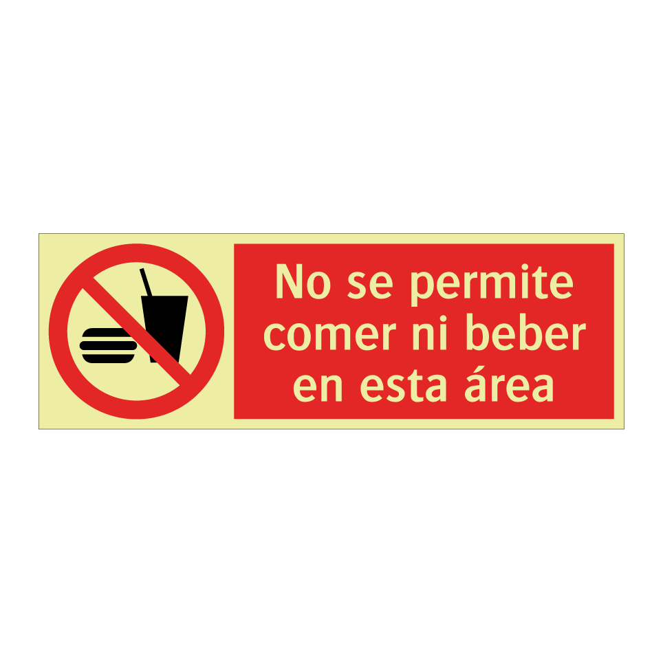 No se permite comer ni beber en esta área