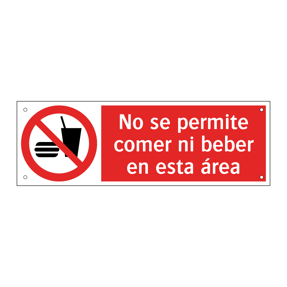 No se permite comer ni beber en esta área