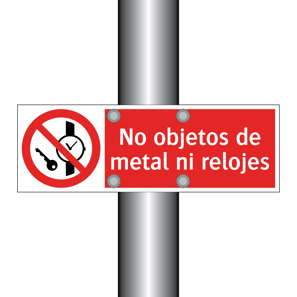 No objetos de metal ni relojes