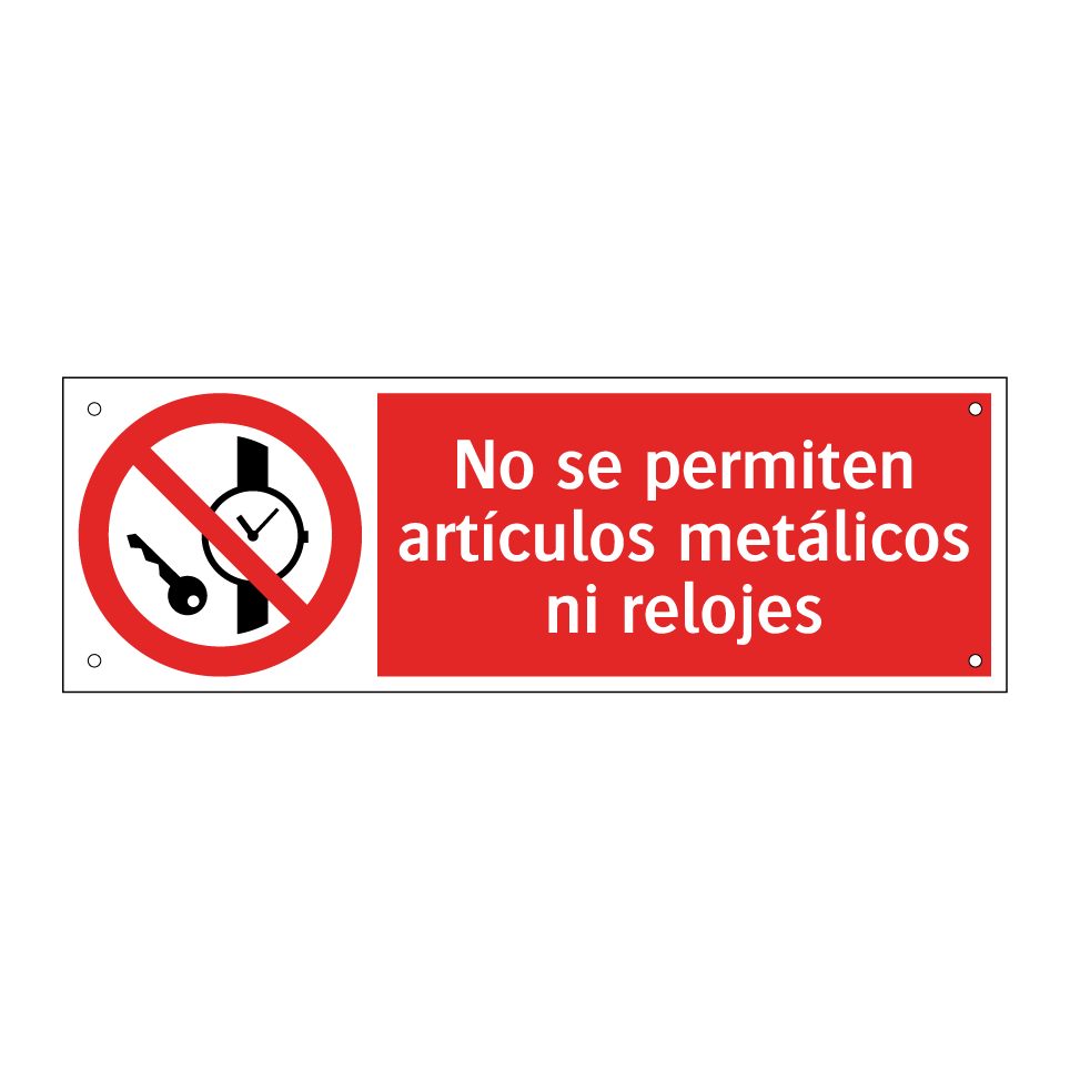 No se permiten artículos metálicos ni relojes