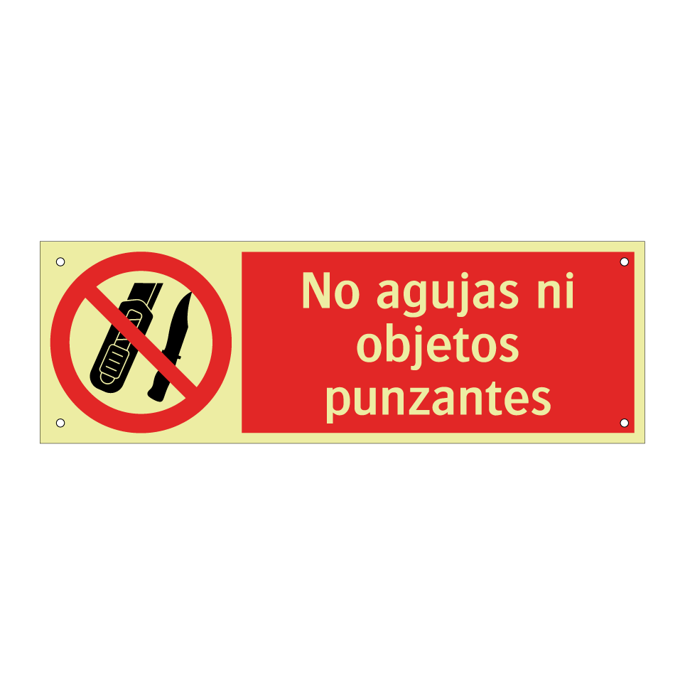 No agujas ni objetos punzantes