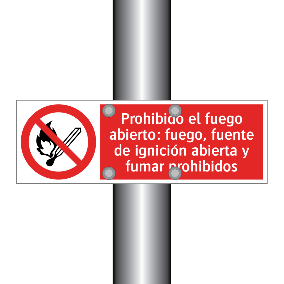 Prohibido el fuego abierto: fuego, fuente de ignición abierta y fumar prohibidos