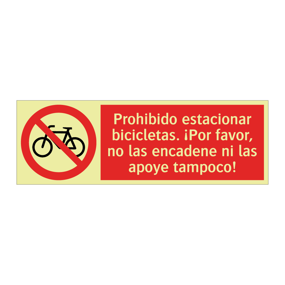 Prohibido estacionar bicicletas. ¡Por favor, no las encadene ni las apoye tampoco!