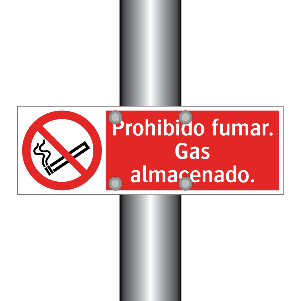Prohibido fumar. Gas almacenado.