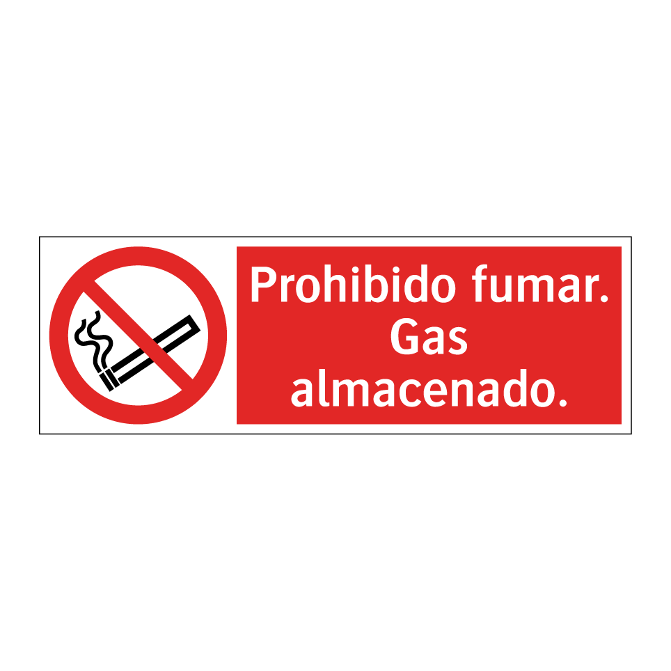 Prohibido fumar. Gas almacenado.