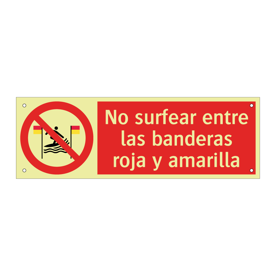 No surfear entre las banderas roja y amarilla