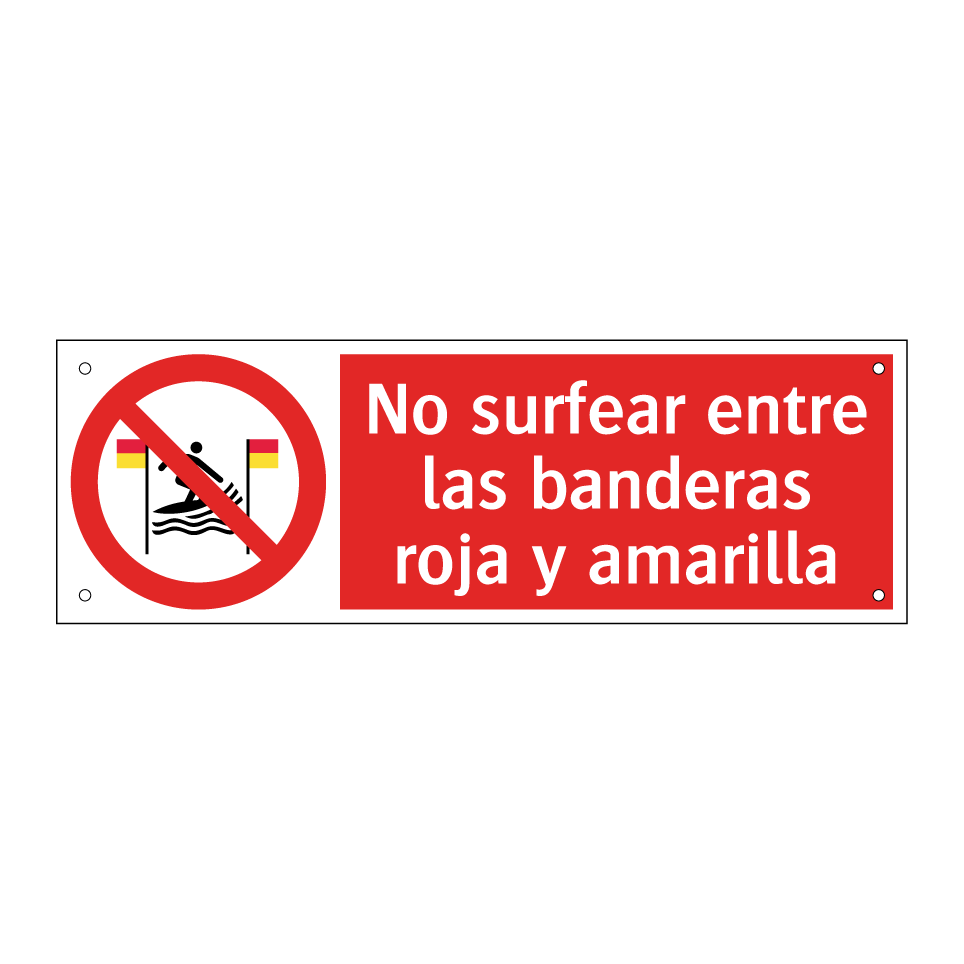 No surfear entre las banderas roja y amarilla