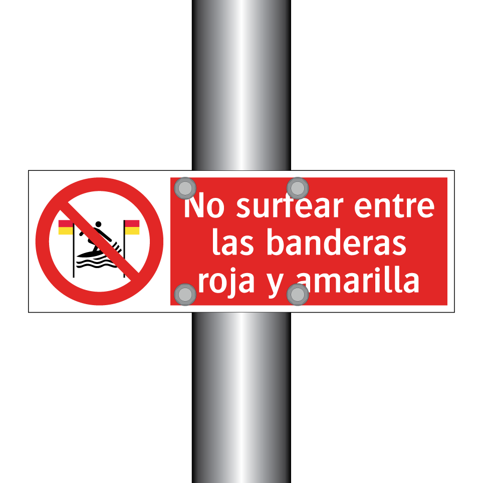 No surfear entre las banderas roja y amarilla