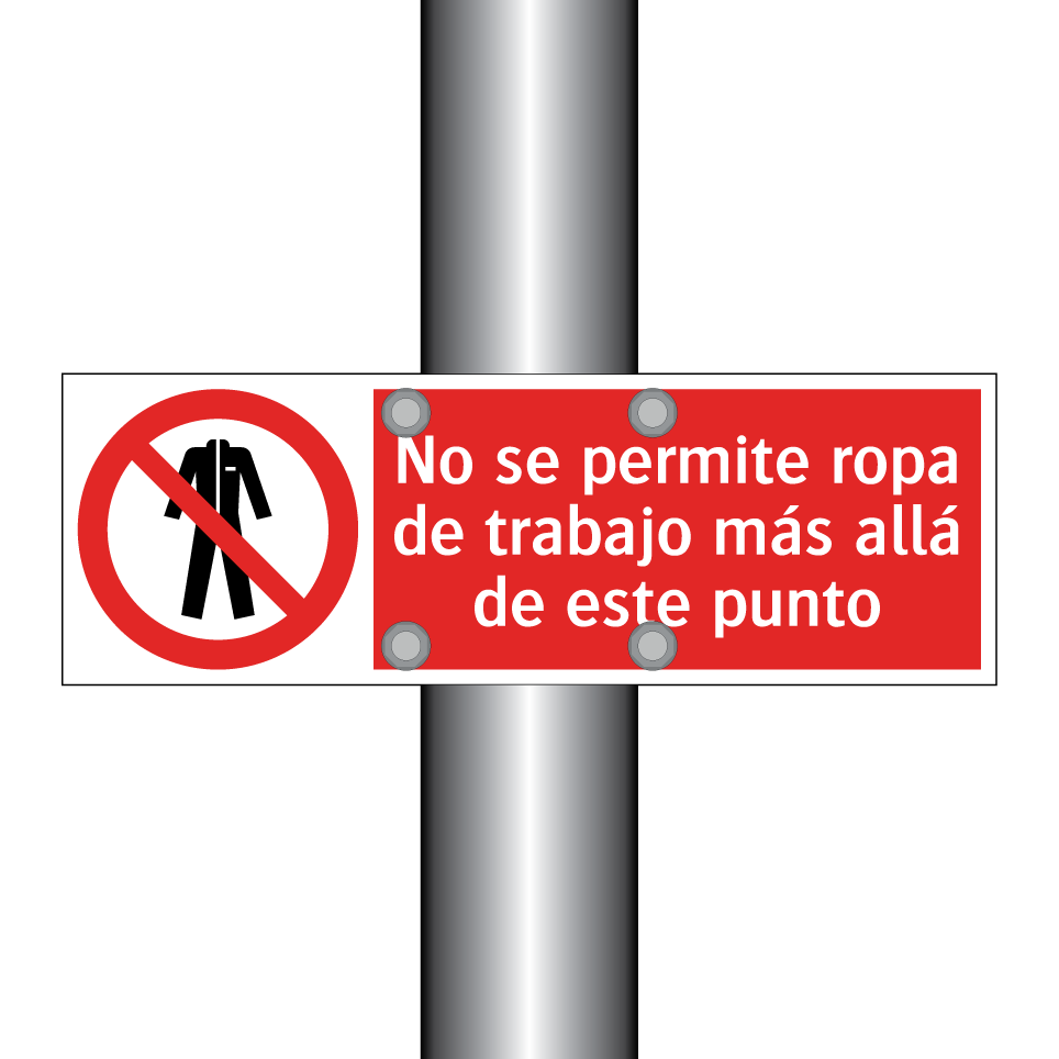 No se permite ropa de trabajo más allá de este punto