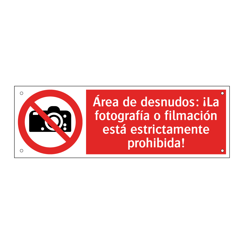 Área de desnudos: ¡La fotografía o filmación está estrictamente prohibida!