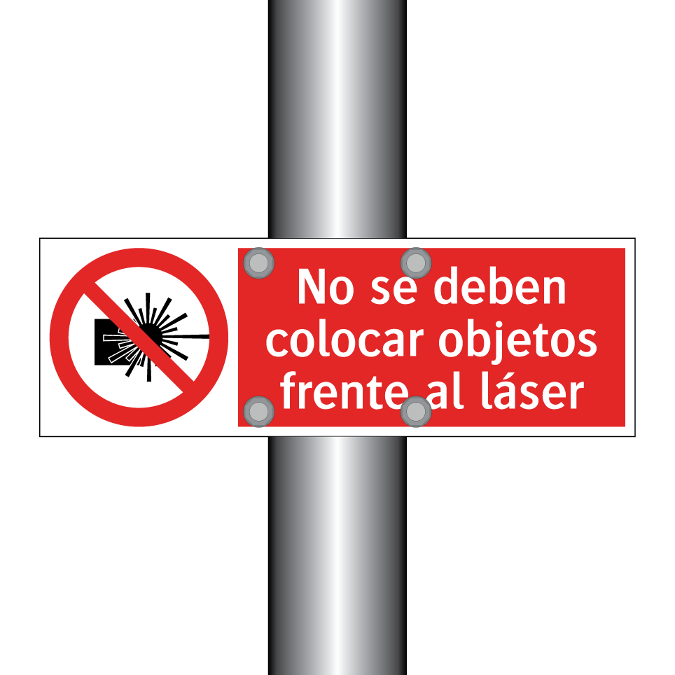 No se deben colocar objetos frente al láser