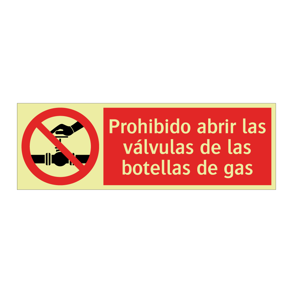Prohibido abrir las válvulas de las botellas de gas