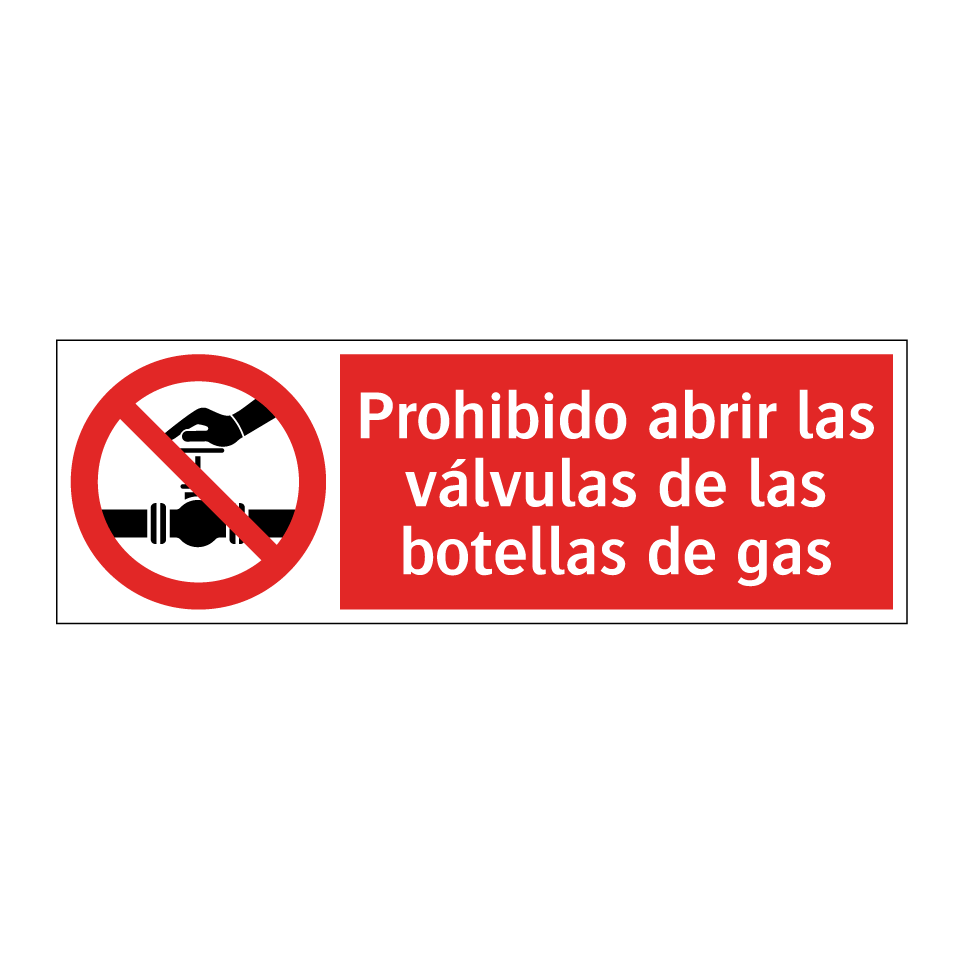 Prohibido abrir las válvulas de las botellas de gas