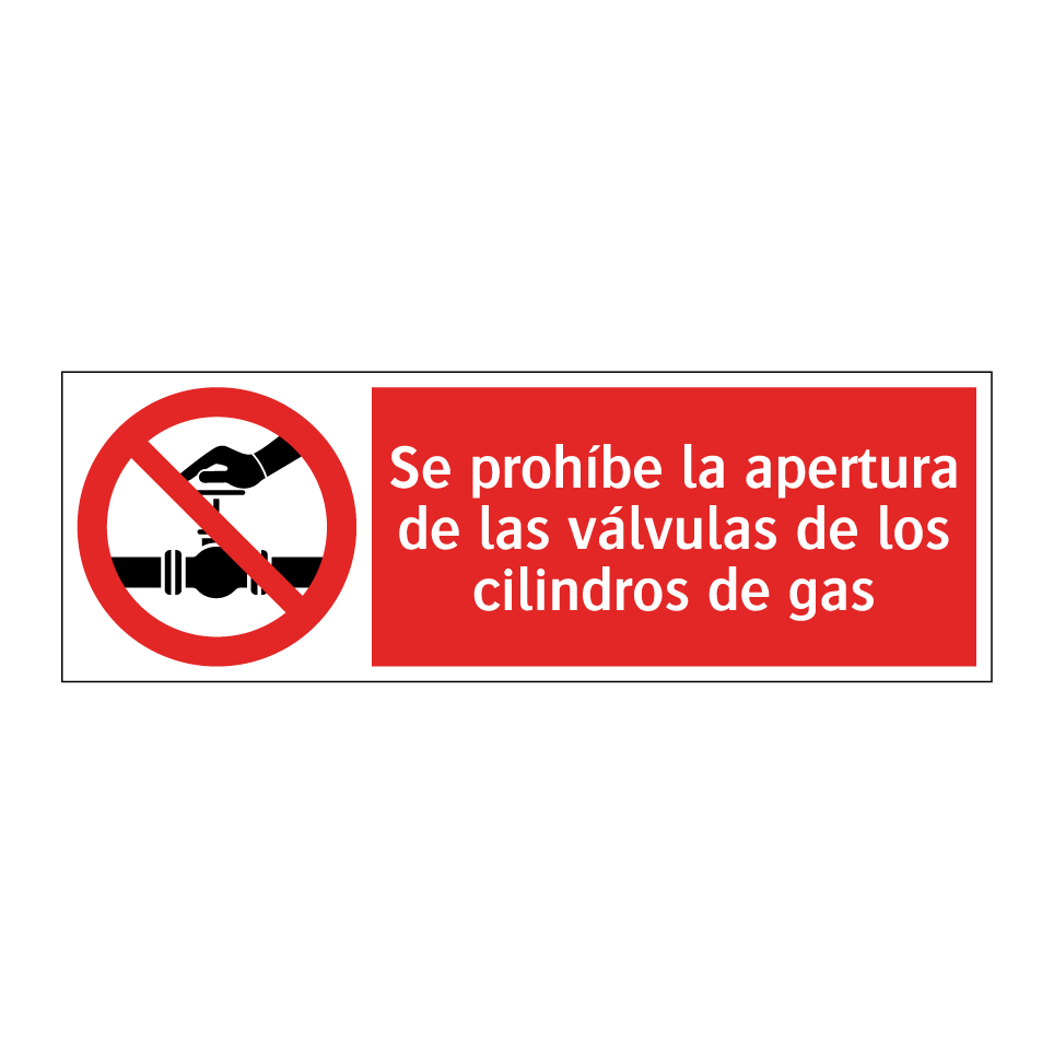 Se prohíbe la apertura de las válvulas de los cilindros de gas