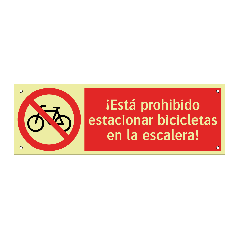 ¡Está prohibido estacionar bicicletas en la escalera!