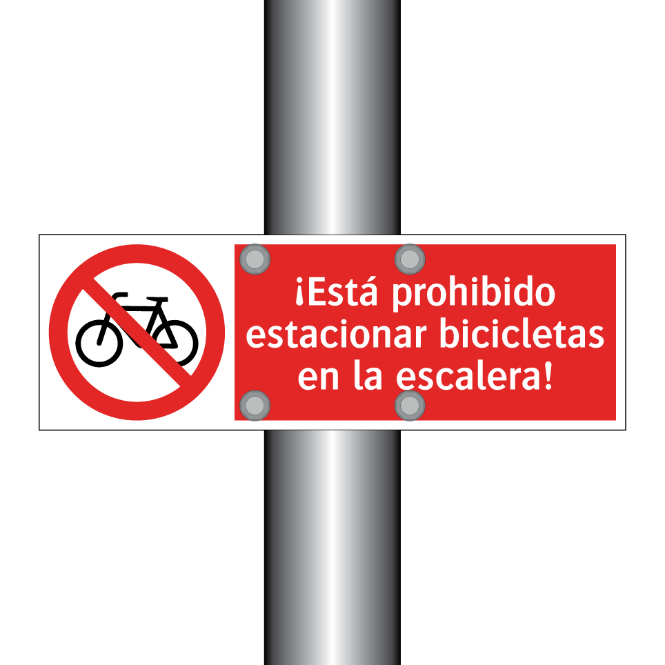¡Está prohibido estacionar bicicletas en la escalera!