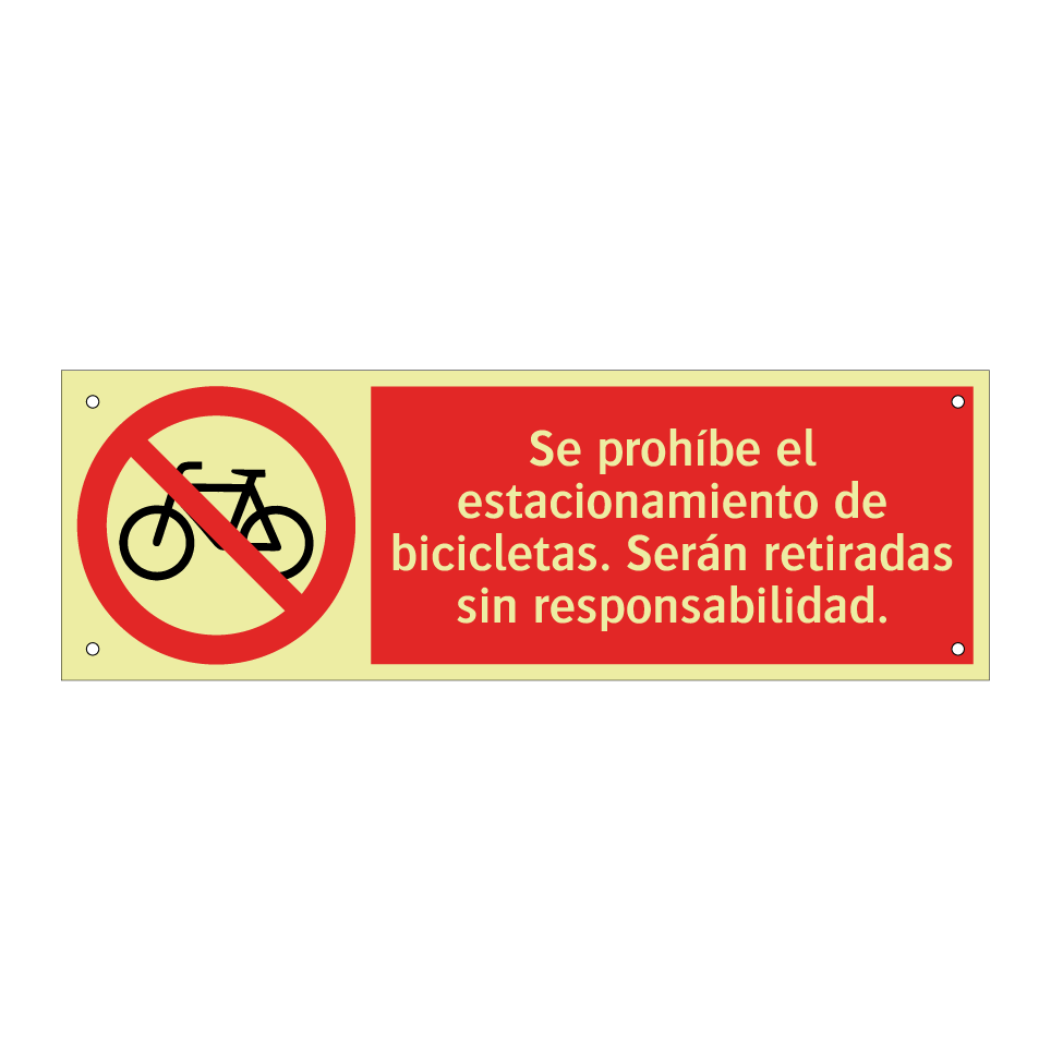Se prohíbe el estacionamiento de bicicletas. Serán retiradas sin responsabilidad.