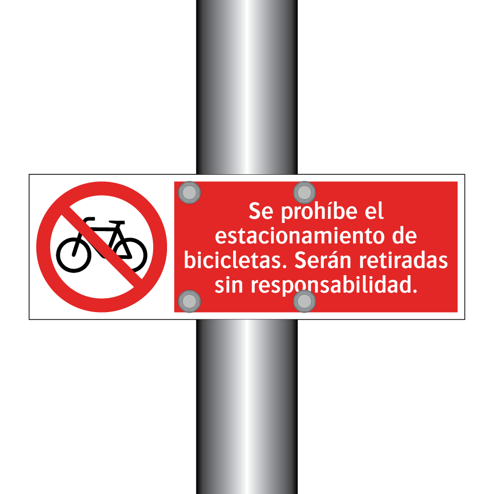 Se prohíbe el estacionamiento de bicicletas. Serán retiradas sin responsabilidad.