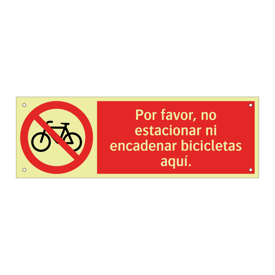 Por favor, no estacionar ni encadenar bicicletas aquí.