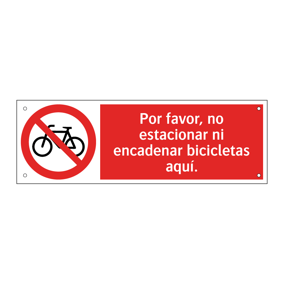 Por favor, no estacionar ni encadenar bicicletas aquí.