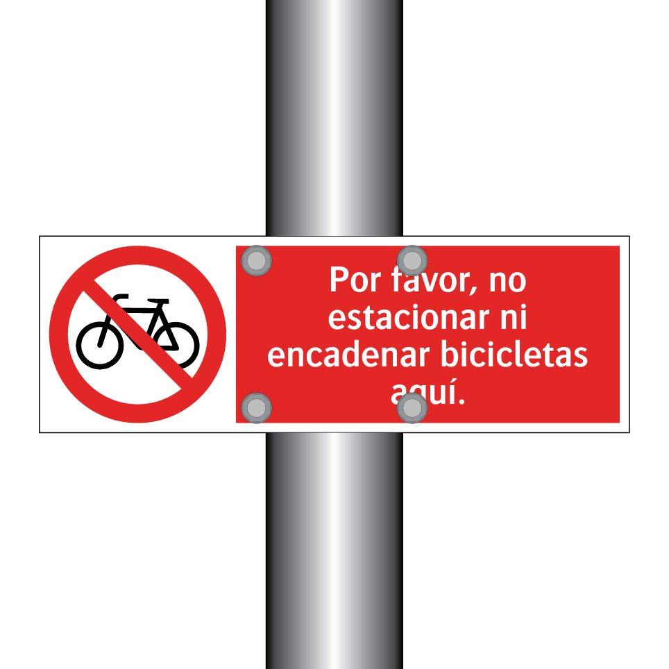 Por favor, no estacionar ni encadenar bicicletas aquí.