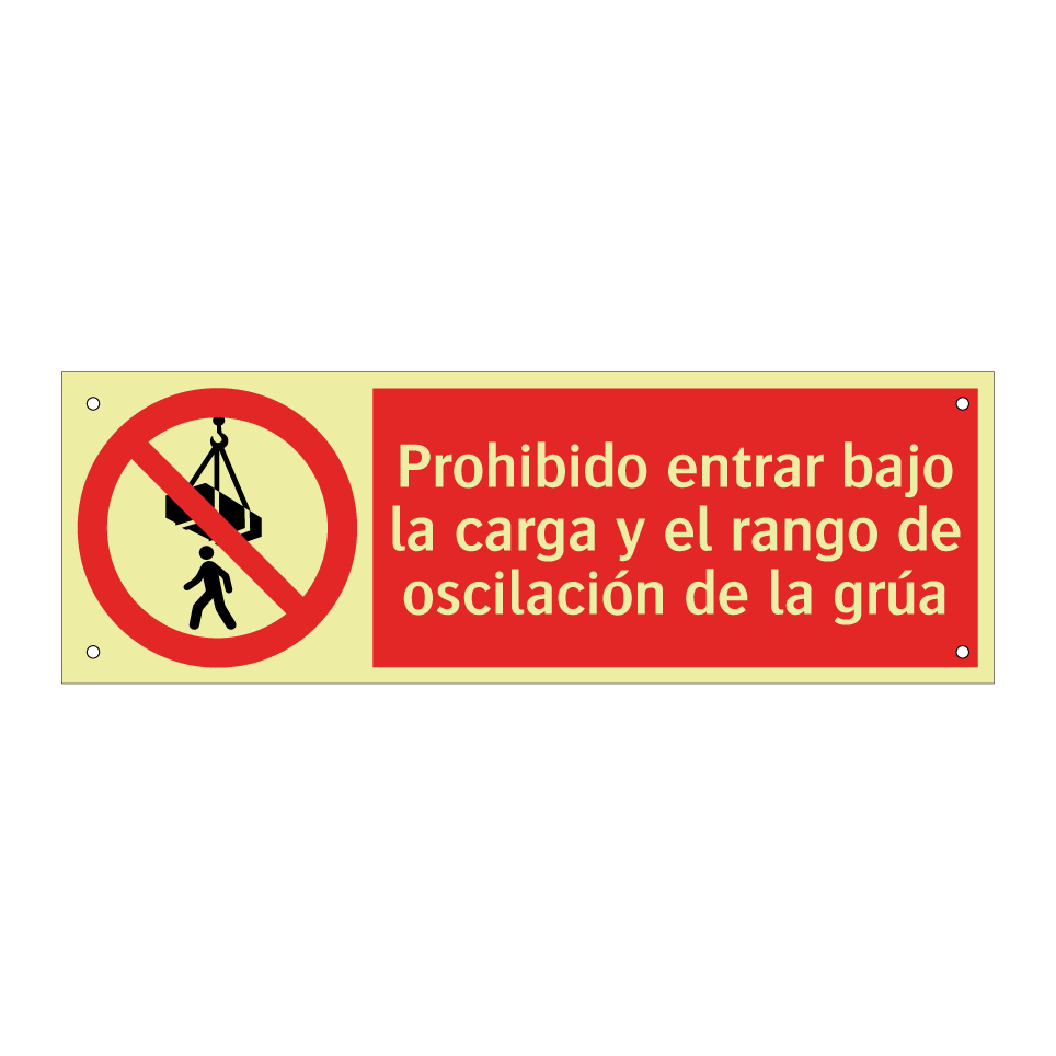 Prohibido entrar bajo la carga y el rango de oscilación de la grúa
