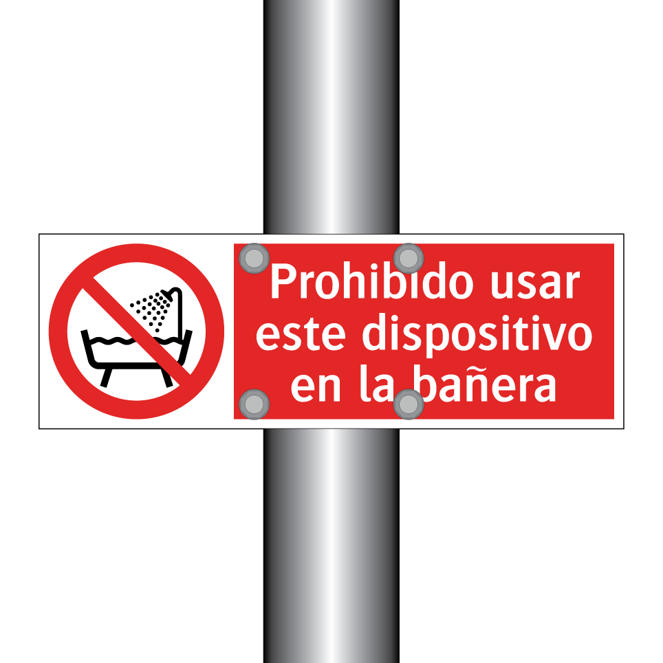 Prohibido usar este dispositivo en la bañera