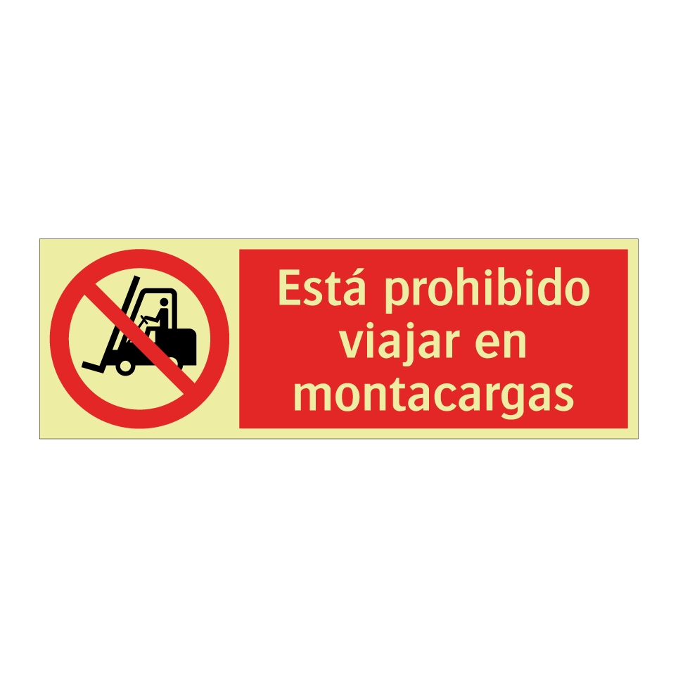 Está prohibido viajar en montacargas