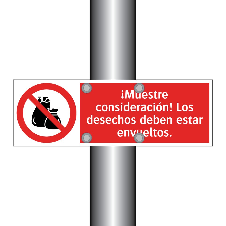 ¡Muestre consideración! Los desechos deben estar envueltos.