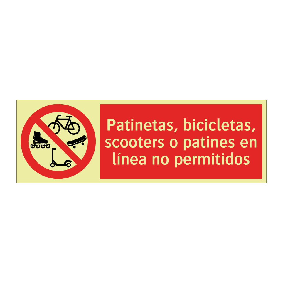 Patinetas, bicicletas, scooters o patines en línea no permitidos