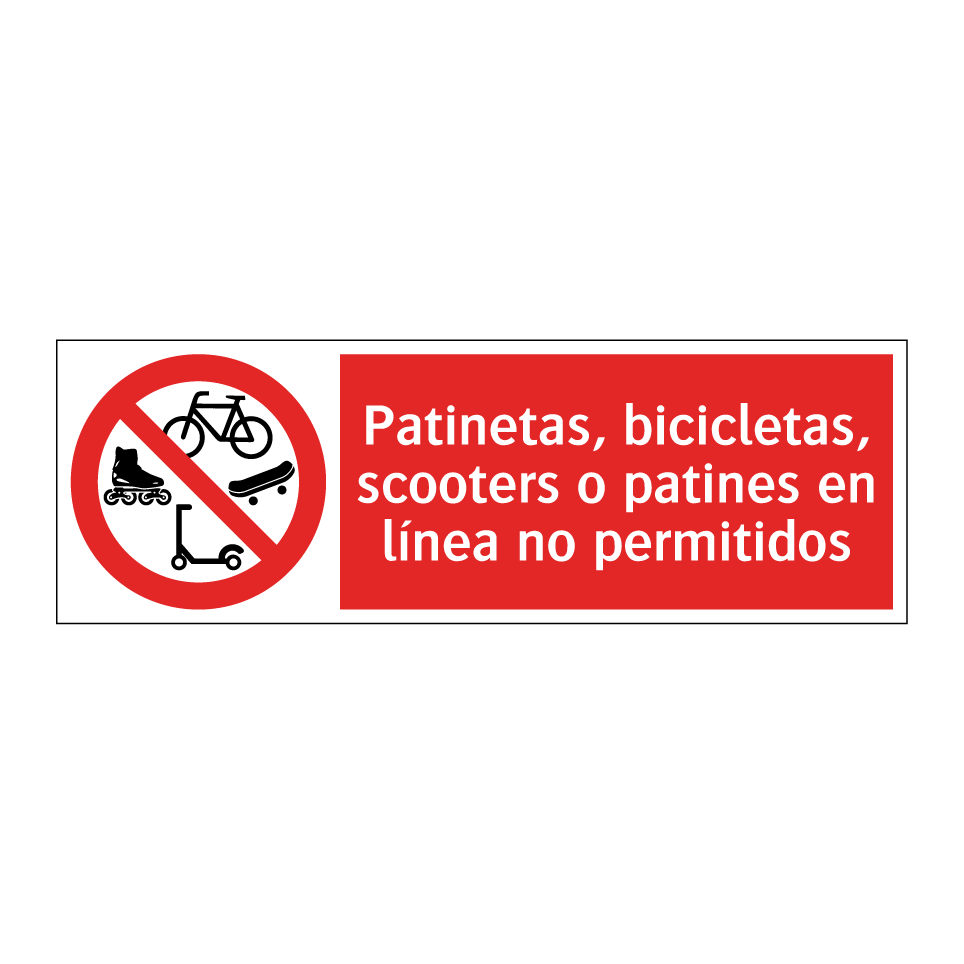 Patinetas, bicicletas, scooters o patines en línea no permitidos