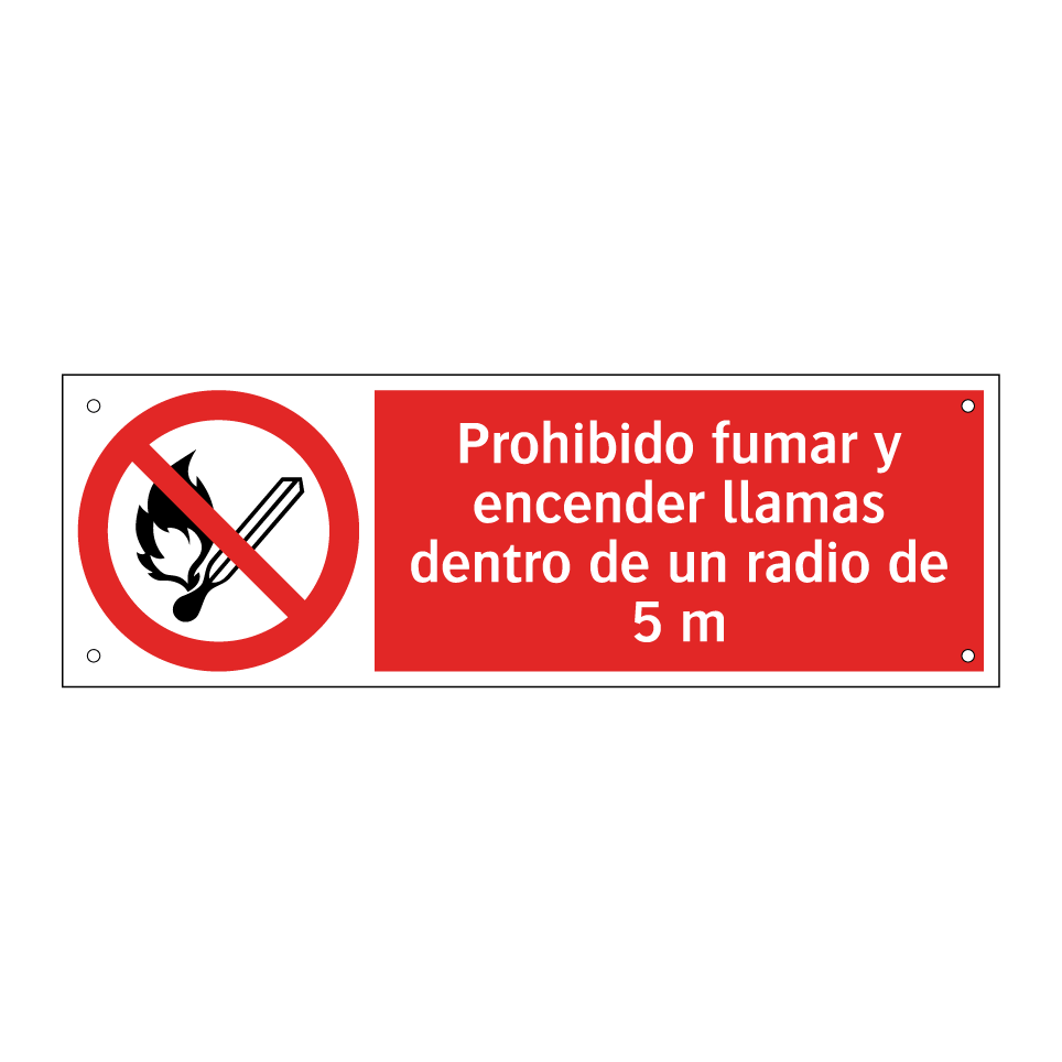 Prohibido fumar y encender llamas dentro de un radio de 5 m