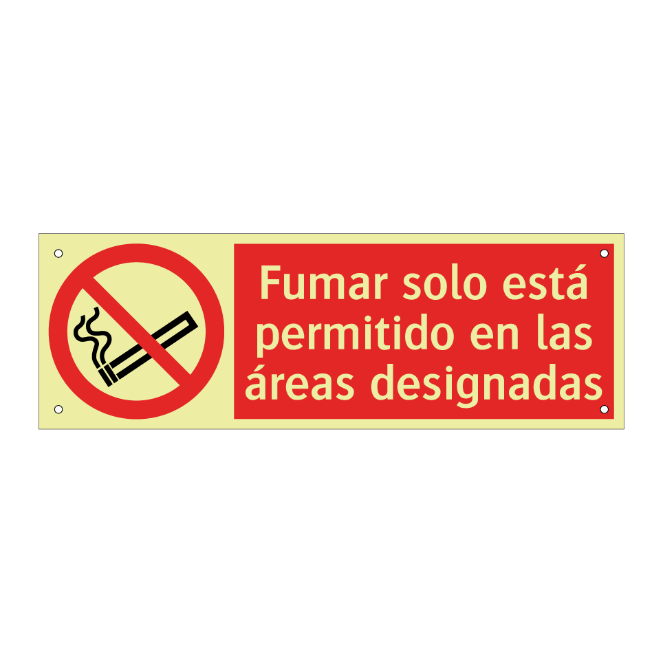 Fumar solo está permitido en las áreas designadas