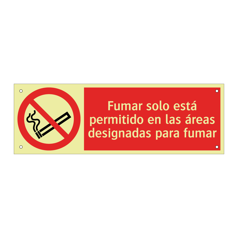 Fumar solo está permitido en las áreas designadas para fumar