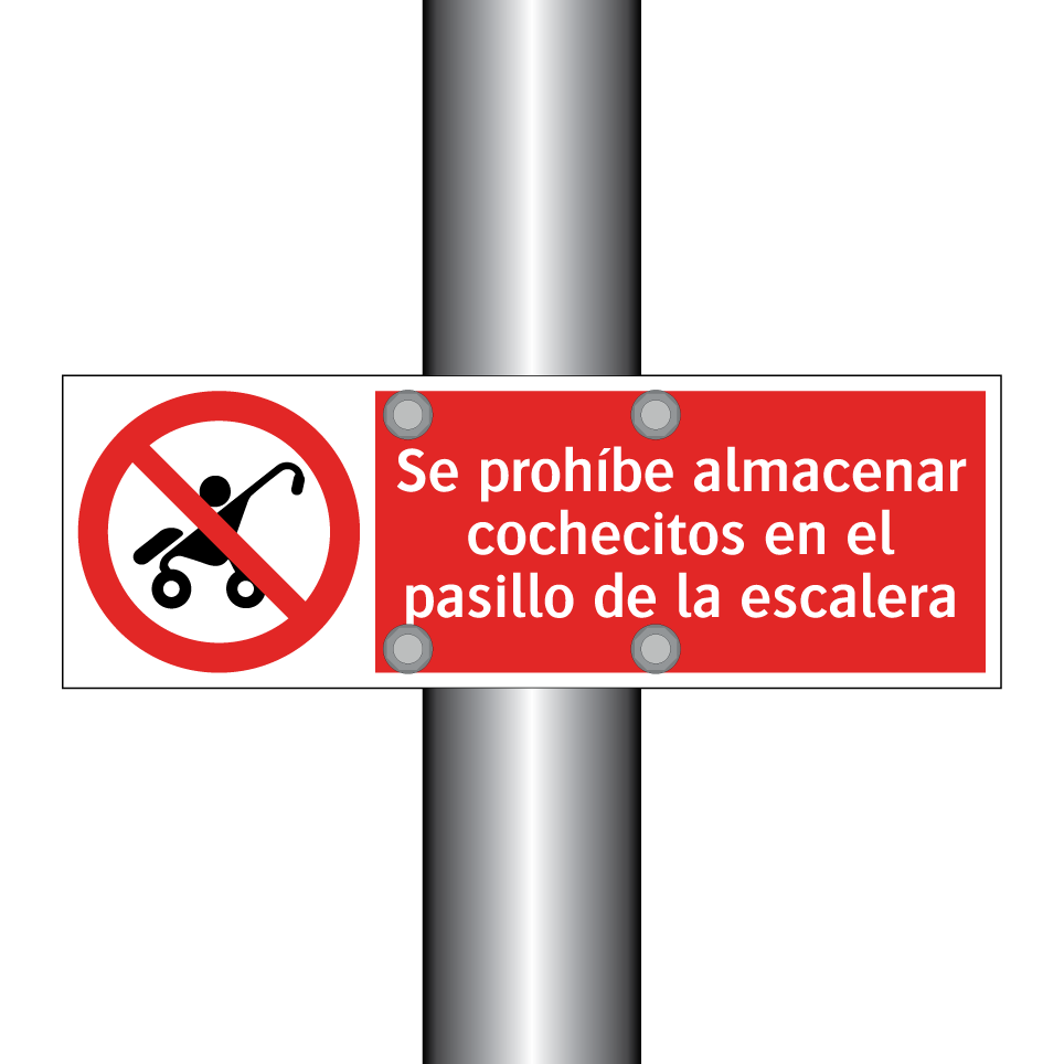 Se prohíbe almacenar cochecitos en el pasillo de la escalera