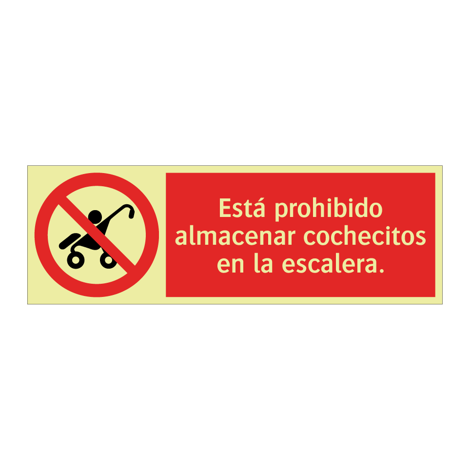 Está prohibido almacenar cochecitos en la escalera.
