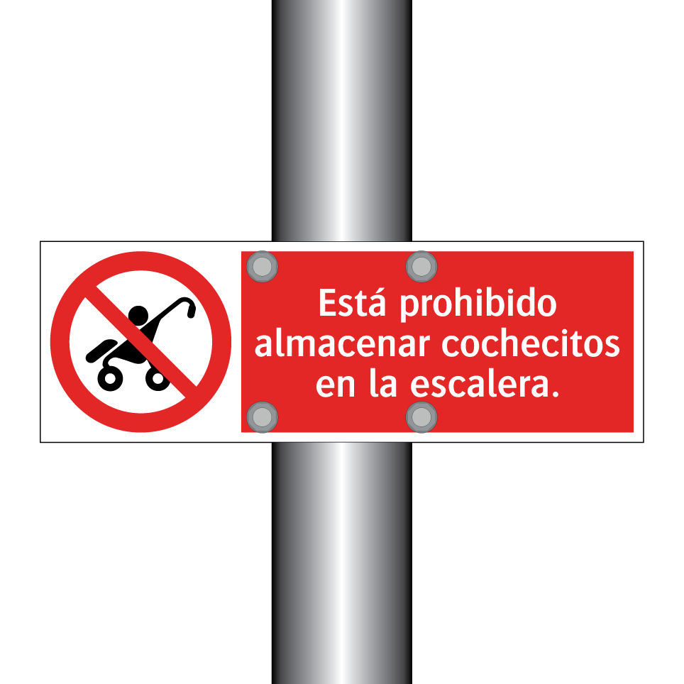 Está prohibido almacenar cochecitos en la escalera.