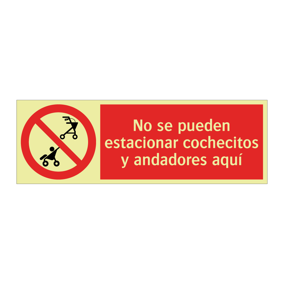 No se pueden estacionar cochecitos y andadores aquí