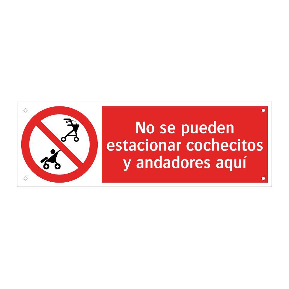 No se pueden estacionar cochecitos y andadores aquí