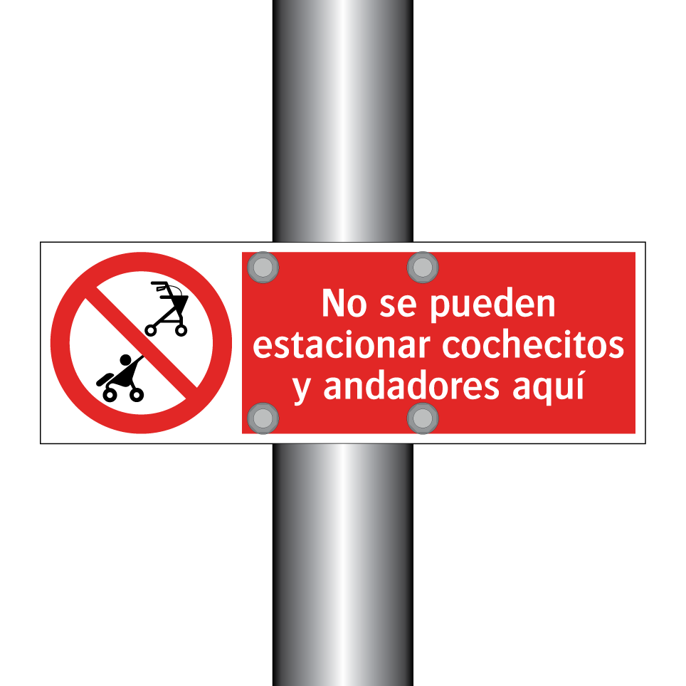 No se pueden estacionar cochecitos y andadores aquí