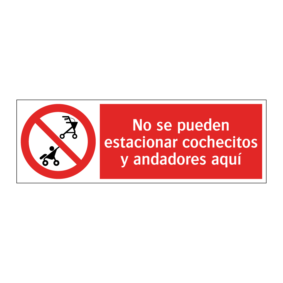 No se pueden estacionar cochecitos y andadores aquí