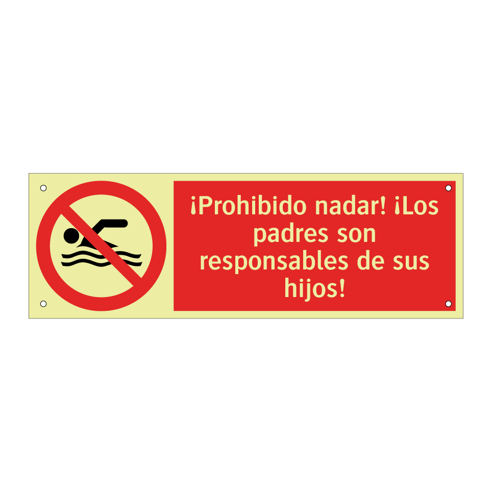 ¡Prohibido nadar! ¡Los padres son responsables de sus hijos!
