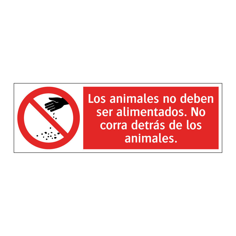 Los animales no deben ser alimentados. No corra detrás de los animales.