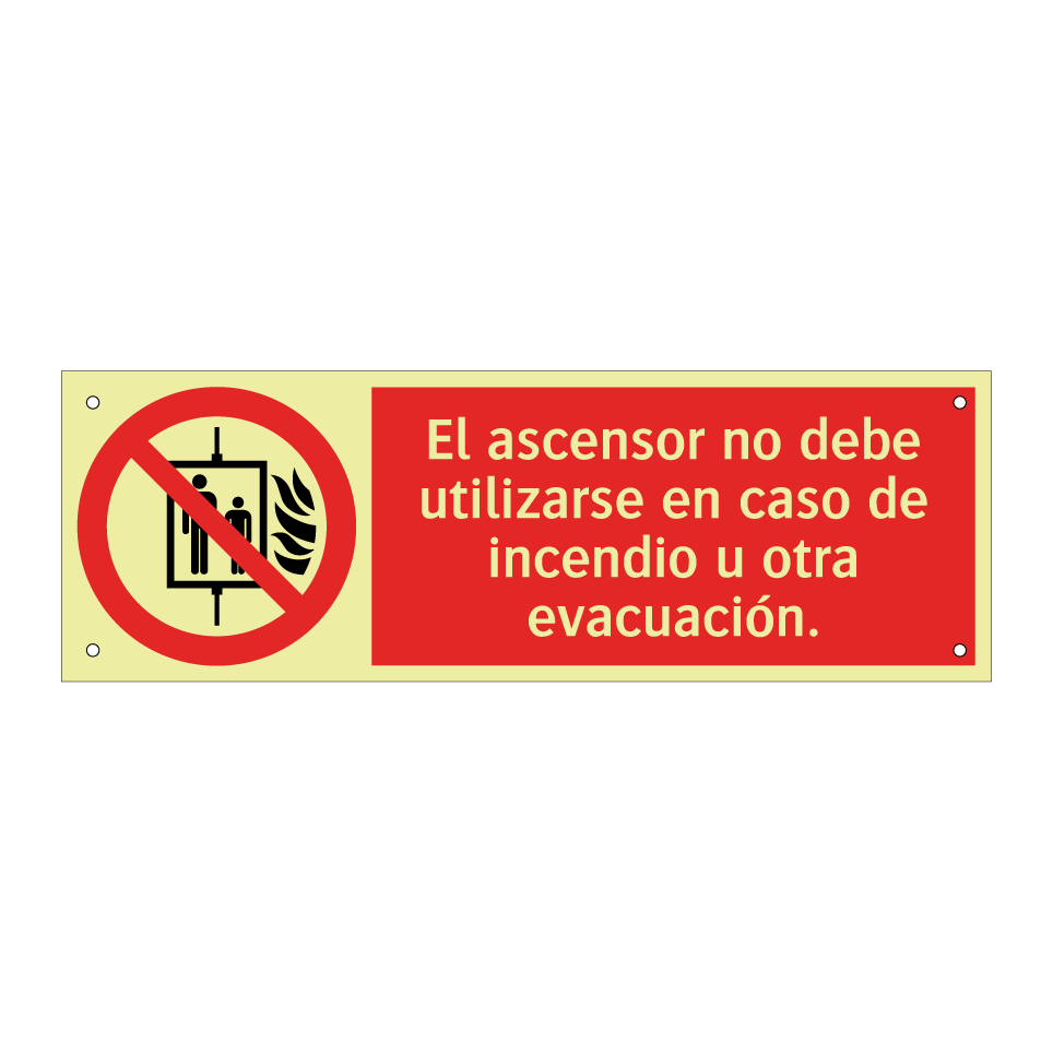 El ascensor no debe utilizarse en caso de incendio u otra evacuación.
