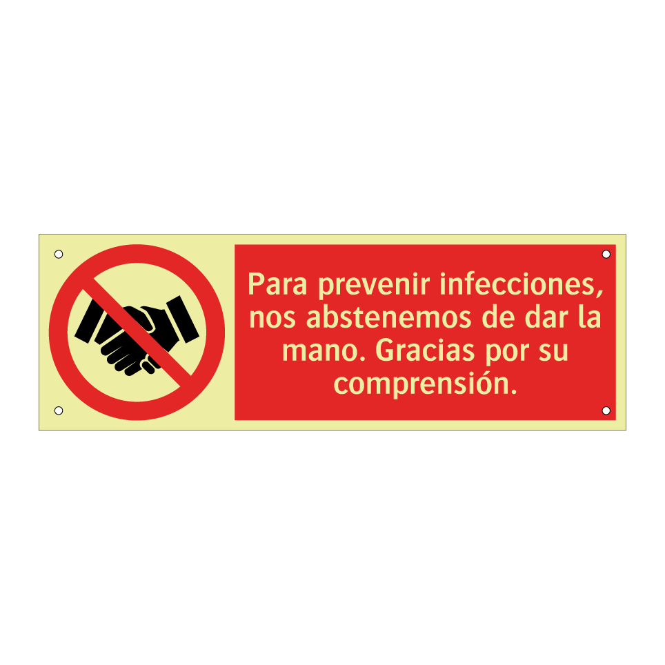 Para prevenir infecciones, nos abstenemos de dar la mano. Gracias por su comprensión.