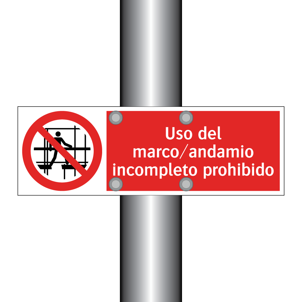 Uso del marco/andamio incompleto prohibido
