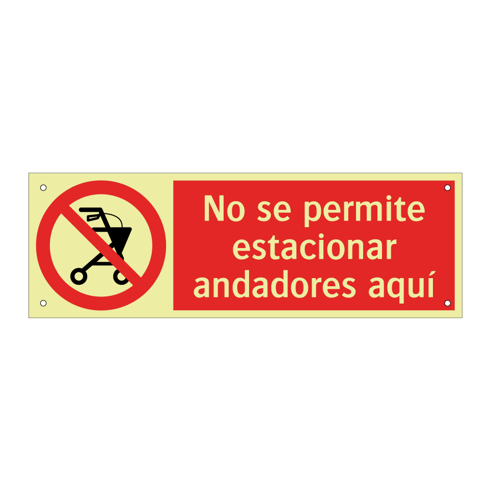No se permite estacionar andadores aquí