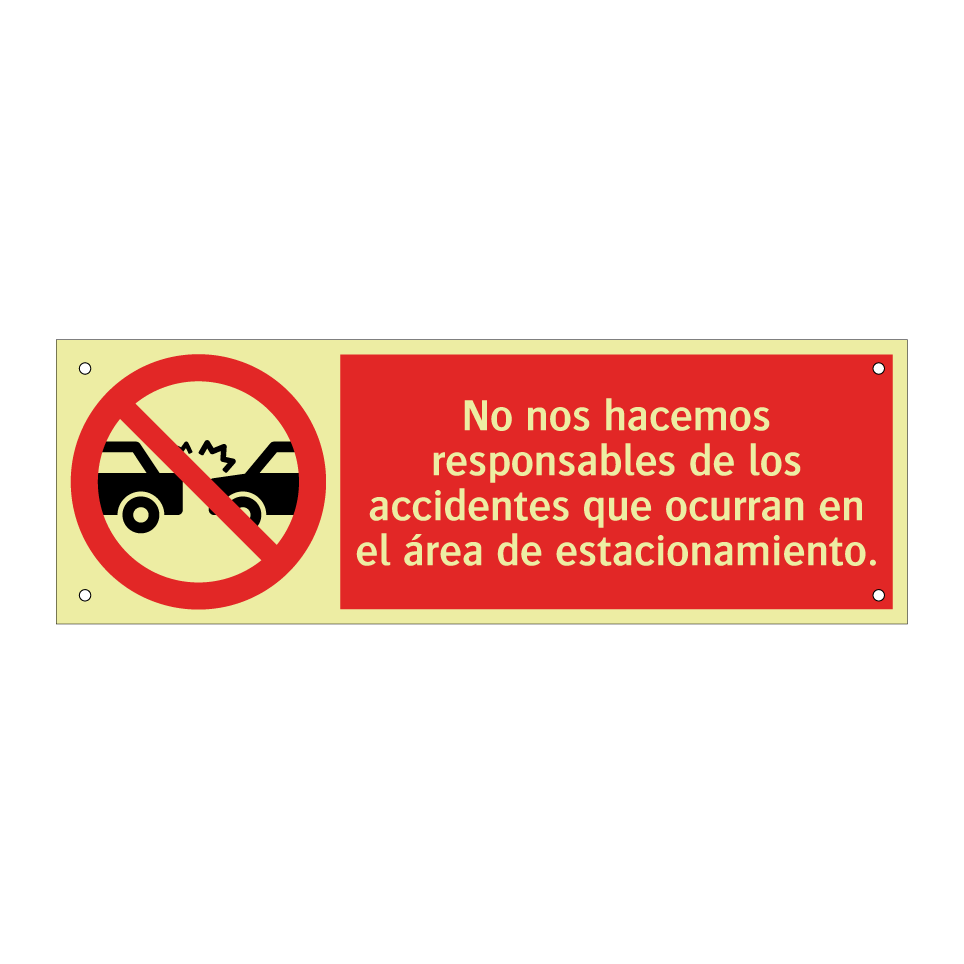 No nos hacemos responsables de los accidentes que ocurran en el área de estacionamiento.